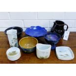 A mixed lot to include Studio pottery bowls and jugs etc., together with a small collection of