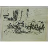 Harry Becker (1865-1928) 'Sheep Grazing' Lithograph, signed in pencil, bottom left and dated 1908,