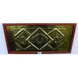 An Edwardian Arts & Crafts brass plaque dated 1902, 66 x 31cm