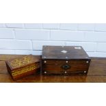 A rosewood and mother-of-pearl inlaid box together with another smaller box (2)