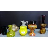 A quantity of coloured art glass vases etc., (a lot)