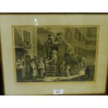 'Price One Shilling' A framed William Hogarth engraved print, 44 x 35cm