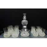 A small suite of Edinburgh crystal 'Thistle' shaped glass ware, un-etched and unmarked to the