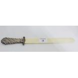 A Victorian silver handled and ivory page turner, 35cm long