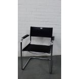A contemporary black vinyl and chromed Corbusier style side chair, 80 x 58cm