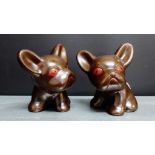 Two Bonzo brown glazed dogs, 13cm high (2)