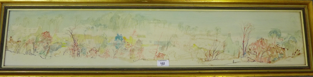 William Birnie RSW 'Winter's Bay' Watercolour and ink in a glazed giltwood frame, signed and