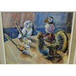 Raeburn Murray 'Birds of Clay' Oil-on-canvas , signed and dated '95 framed and inscribed verso, 60 x