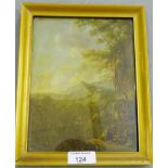 After Nicolaes Berchem 'Figures in a Landscape' Oil-on-card, in a glazed frame, 15 x 20cm