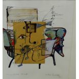 20th century German School Abstract Collage Titled, signed and dated in pencil, in a glazed frame,