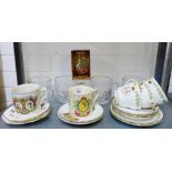 A quantity of mid century Royal commemorative china and glass