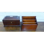 A mahogany tea caddy together with a letter rack (2)