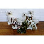 A collection of Staffordshire Chimney Spaniels, various size and pattern (6)