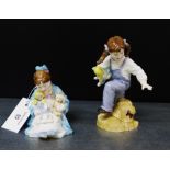 Two Royal Worcester Katie's Day figures to include 'Story time' and 'Playtime', tallest 15cm (2)