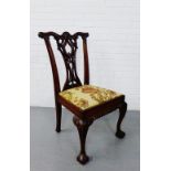 A mahogany Chippendale style side chair, the shell carved top rail over interlaced splat back and