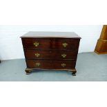 A mahogany chest, the rectangular top with moulded edge over three long drawers, on bracket feet, 88