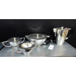 A four piece Epns modernist style tea and coffee set, comprising coffee pot, tea pot, sugar bowl and