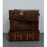 A Forsyth's vintage leather travel trunk and two others (3)