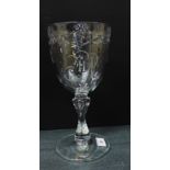 A large E.R II glass goblet with etched mark L.W. des Edinburgh No.3, 28cm high