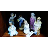 A set of six Royal Worcester 'Katie's Day' series porcelain figures to include 'School Time', '