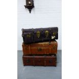 Three vintage storage trunks, 85 x 50cm (3)