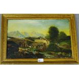 Continental School Alpine Landscape Oil-on-canvas, apparently unsigned, in a giltwood frame, 54 x