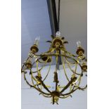 A gilt metal eight branch light fitting