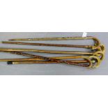 Six horn handled walking sticks (6)