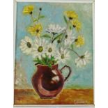 E. Gilbert Still Life of Flowers in a Jug Oil-on-board, signed bottom left, framed, 33 x 45cm