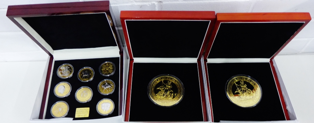 The London Mint Office Great Britain Five Shilling Crown Collection together with two cased