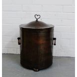 An Arts & Crafts style coppered effect coal bucket and liner, 52cm high