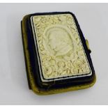 A late 19th century ivory and gilt metal mounted coin purse, 10 x 7 cm