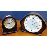 A small Bakelite eight day mantle clock together with a Smiths Art Deco clock, tallest 20cm high (2)