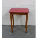 A retro table with red Formica top, 76 x 60cm
