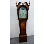 A 19th century mahogany Grandfather clock by Chas Campbell of Bo'ness, the hood with a broken swan