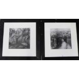 A companion pair of framed chalk drawings, 34 x 35cm (2)