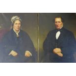 A companion pair of male and female portraits Oil-on-canvas, unframed, apparently unsigned,