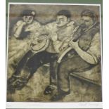 Michael McVeigh Musicians Framed engraved print No. 1/20, signed and titled in pencil, 24 x 27cm