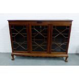 A mahogany display cabinet with three astragal glazed doors, 108 x 125cm