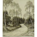 John Fullwood In the Trossachs (Where Twines the Path) Drypoint, signed in pencil, in an ebonised