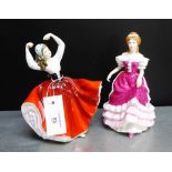 Two Royal Doulton porcelain figures to include 'Karen' HN2388 and 'Sweet Sixteen' HN3648, tallest