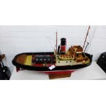 Scratch built remote control model of Liverpool tug 'Ivy', 1:48 scale and painted in red, white and