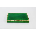 A Continental silver and green guilloche enamel box with London silver import marks, 8 x 5 cm