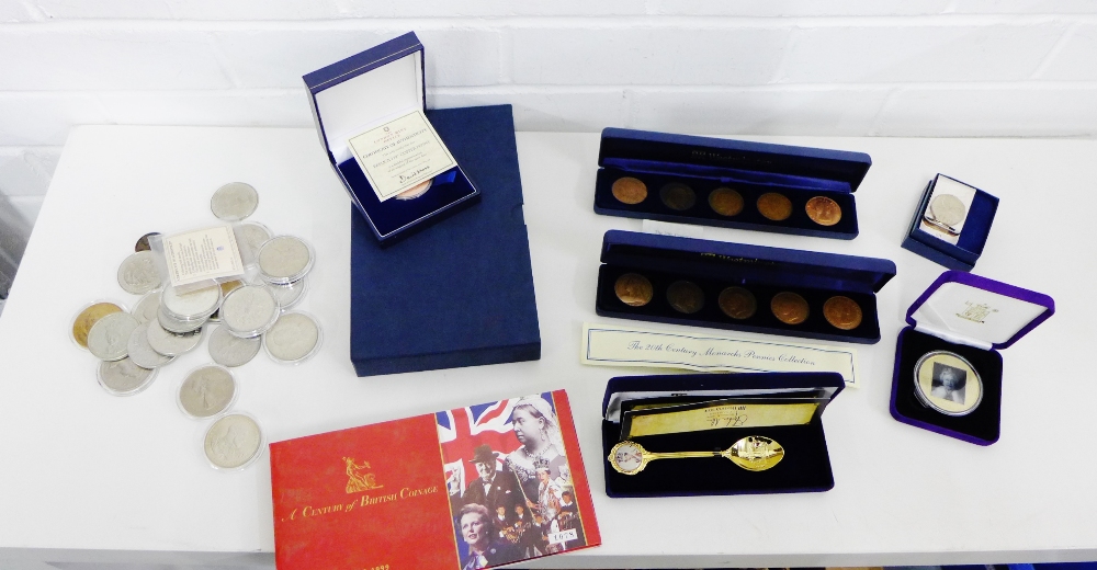 A mixed lot of coins to include Historic Crown Collection 1951 - 1981, A Century of British Coinage,