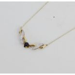 9 carat gold sapphire and paste set pendant necklace