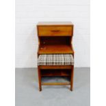 A retro teak telephone table and stool (2)