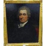 English School Portrait of a Gentleman Oil-on-board, apparently unsigned, in a giltwood frame, 48