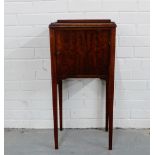 A mahogany ledgeback pot cupboard on tapering square supports, 80 x 38 cm