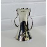 An Edwardian Art Nouveau silver vase with stylised looping handles to side, makers mark for