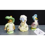 Three Beswick Beatrice Potter figures to include Jemima Puddle Duck, Benjamin Bunny and Lady